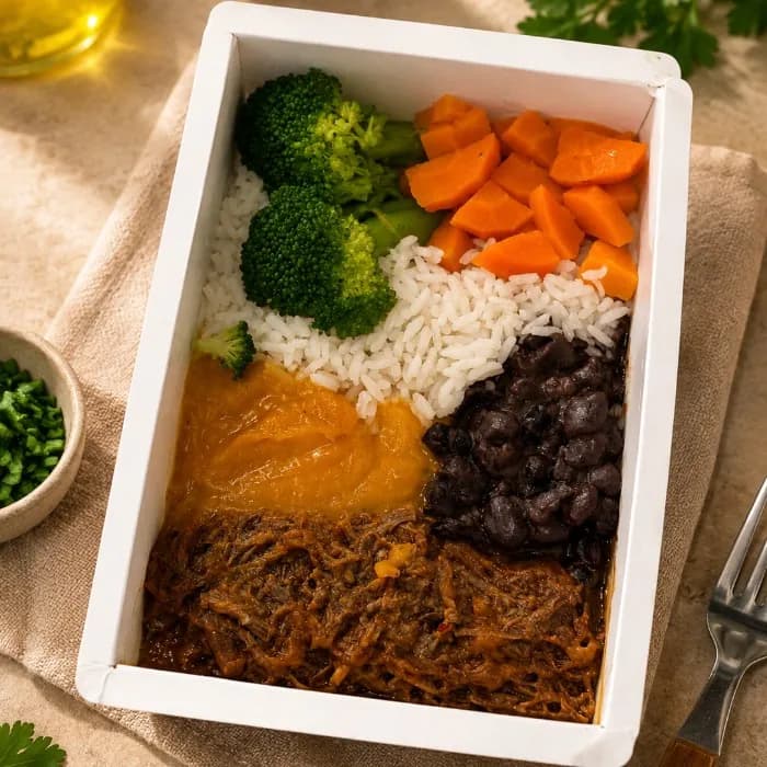 Carne Desfiada c/ Purê de Moranga